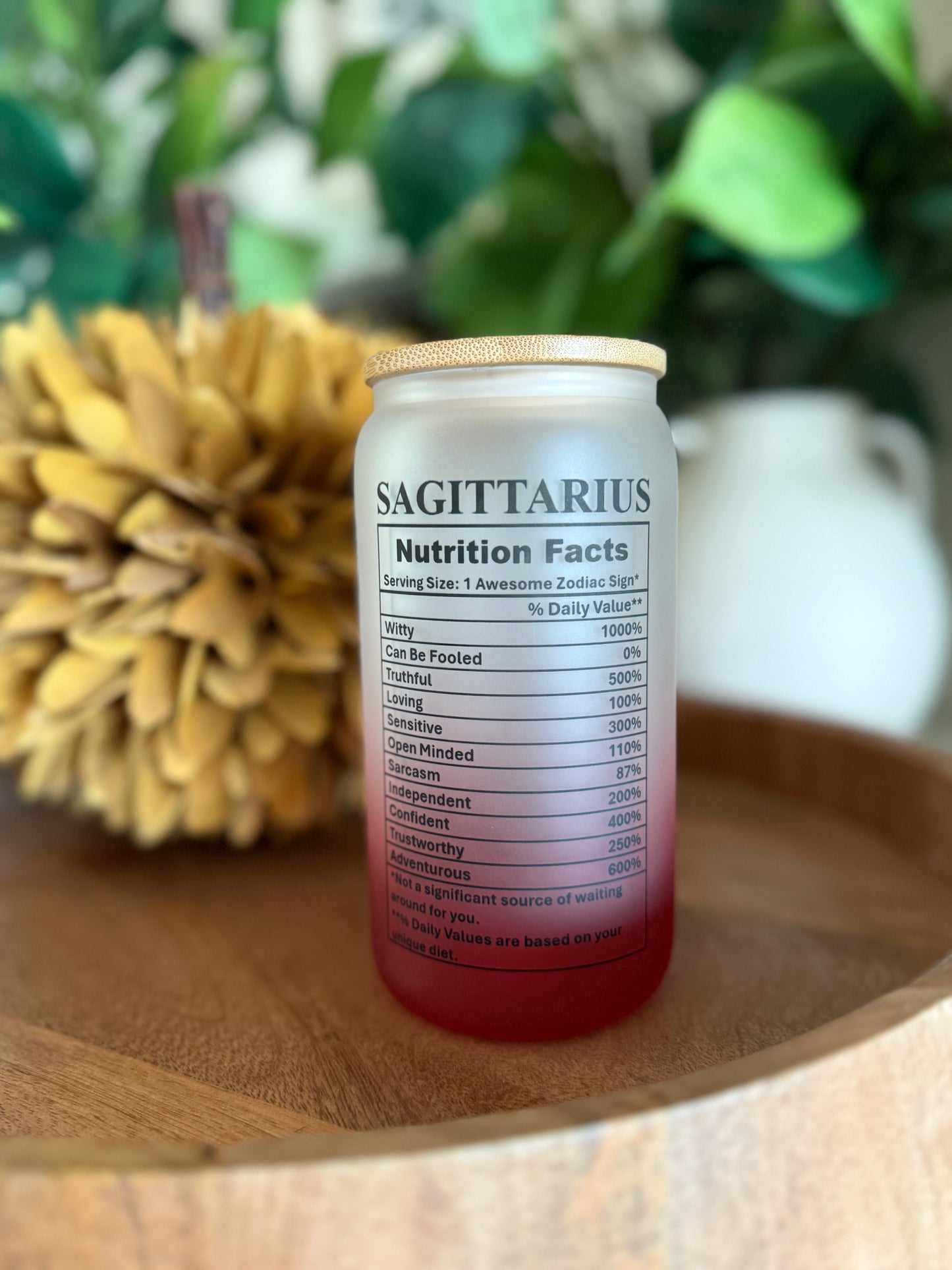 “Sagittarius Vibes” – 16oz Frosted Glass Zodiac Tumbler