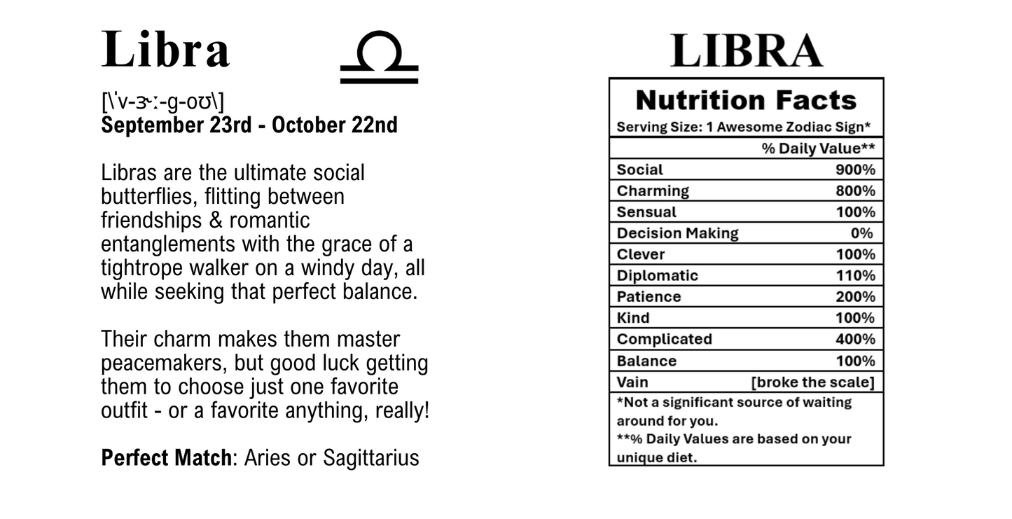 “Libra Vibes” – 16oz Frosted Glass Zodiac Tumbler