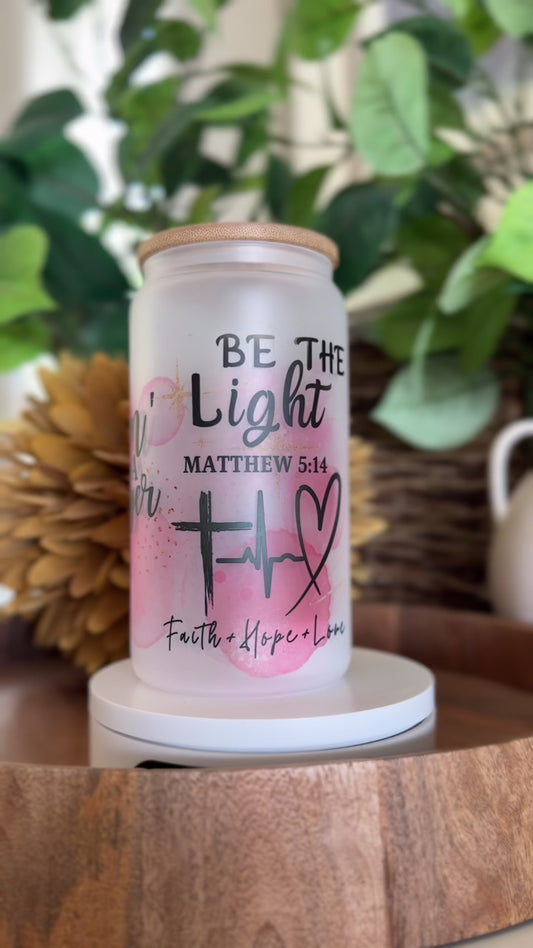 "Faith & Marble" Frosted Glass Can Tumbler